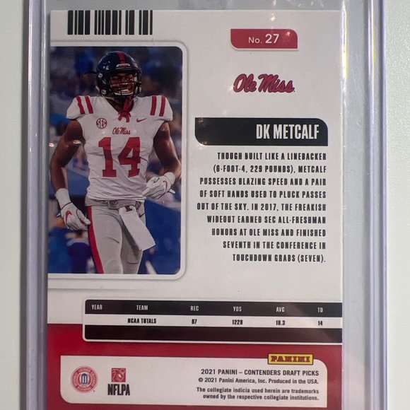 2021 Contenders Draft RED EXPLOSION Game Ticket DK METCALF Ole Miss #27 - Picture 2 of 2